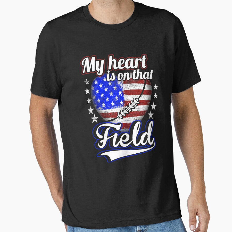 My heart is on that field - American football lover by Captain Mood T-Shirts, Hoodie, Sweatshirt | BlankRebels.com (Image 1)