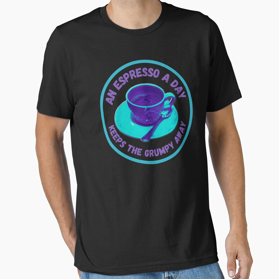 Espresso a day keeps the grumpy away, coffee lover funny quote coffee adict by Merle Art T-Shirts, Hoodie,... (Image 1)