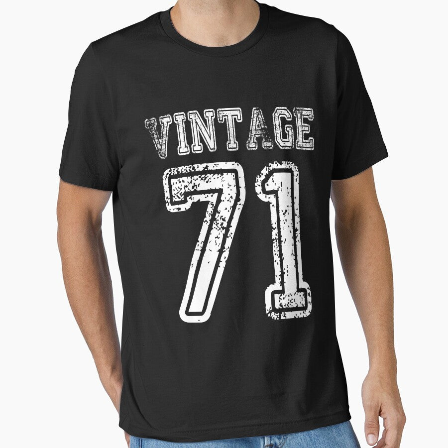 Vintage 71 2071 1971 T-shirt Birthday Gift Age Year Old Boy Girl Cute Funny Man Woman Jersey Style by arcadetoystore