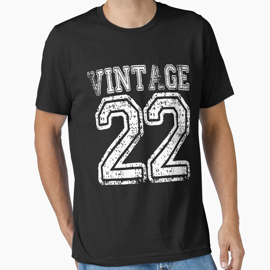 Vintage 22 2022 1922 T-shirt Birthday Gift Age Year Old Boy Girl Cute Funny Man Woman Jersey Style by... (Image 1)