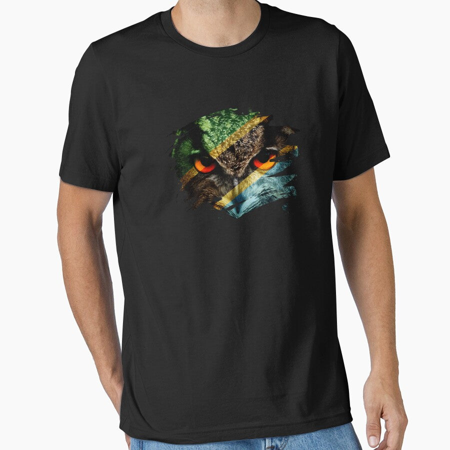 Tanzania Flag and Menacing Owl by ockshirts
