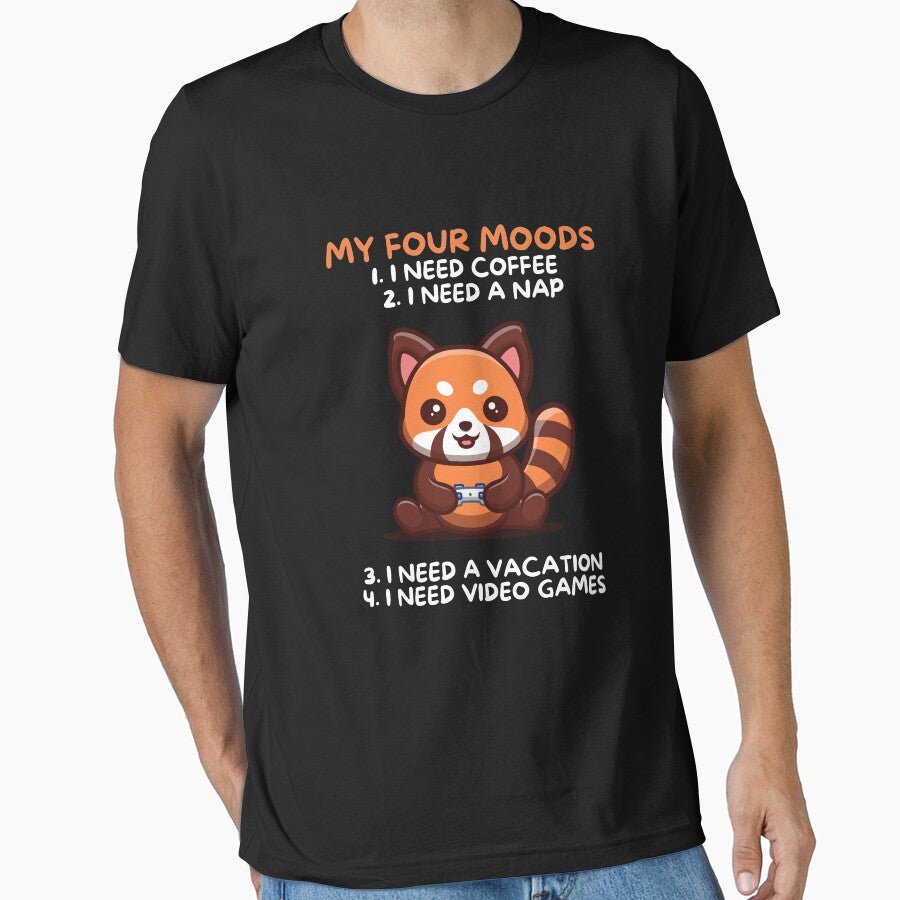 Men's Novelty Sarcastic Funny I Need Coffee I Need A Nap  I Need Vacation I need video games  Redpanda ... (Image 1)