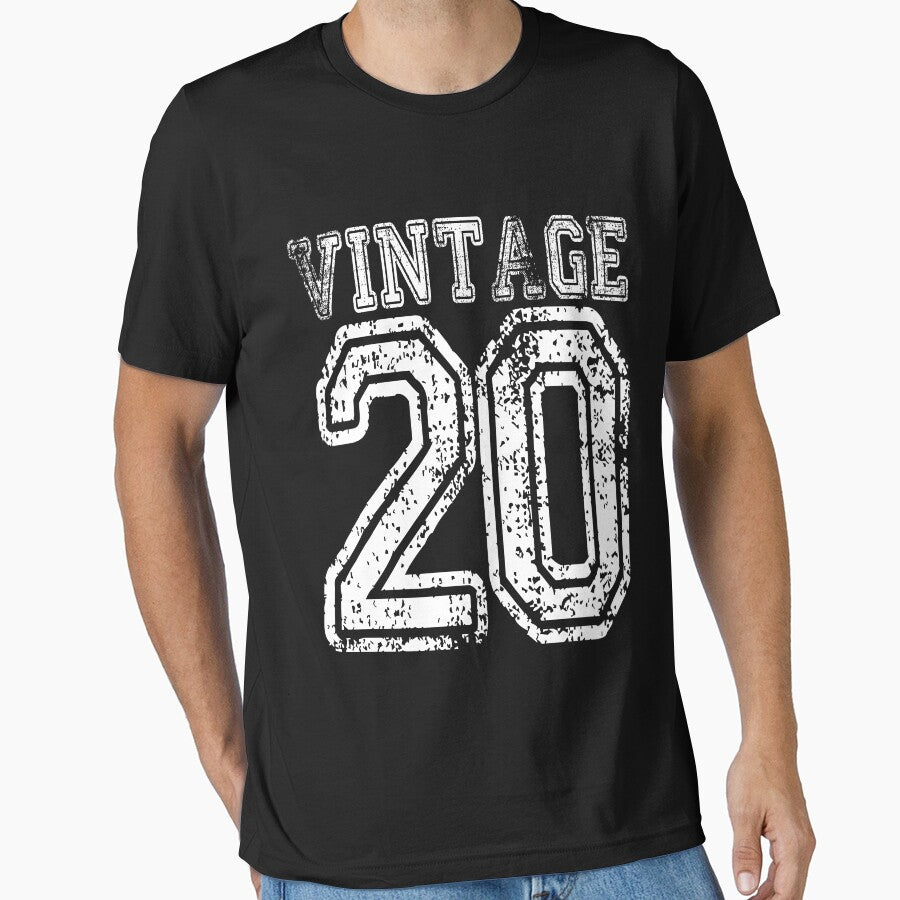 Vintage 20 2020 1920 T-shirt Birthday Gift Age Year Old Boy Girl Cute Funny Man Woman Jersey Style by arcadetoystore