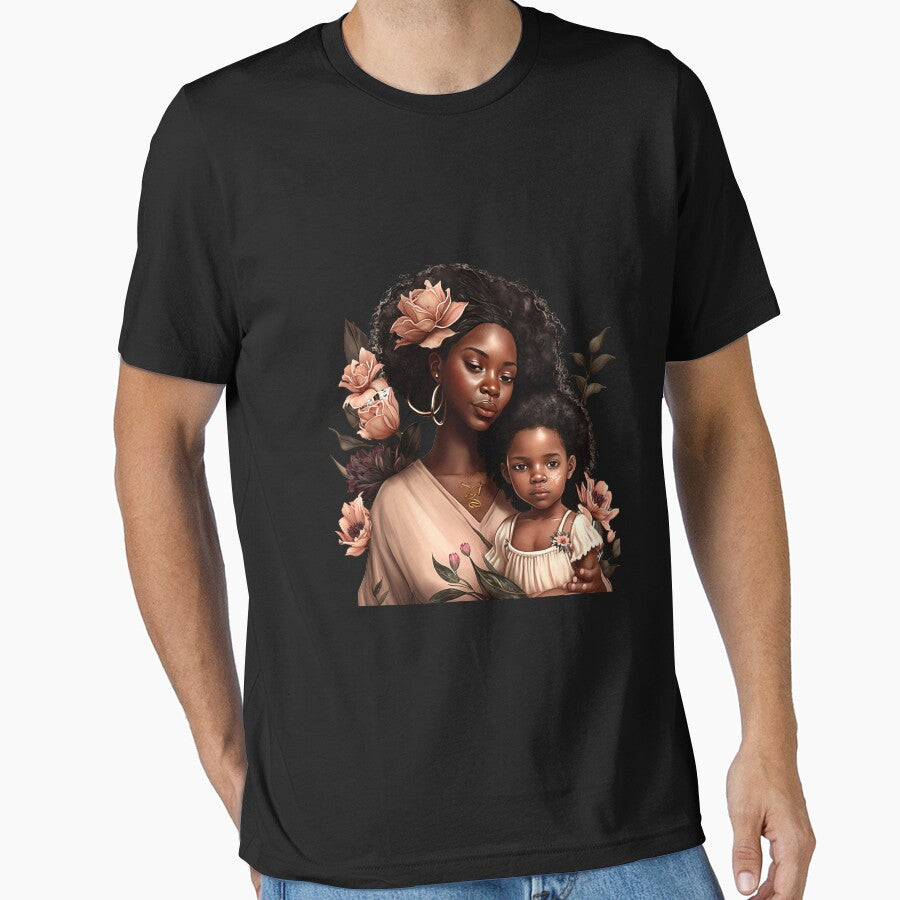 happy mothers day gif and gift mom and daughter black mommy cute kid flowers by JESUISFIFI T-Shirts, Hoodie,... (Image 1)