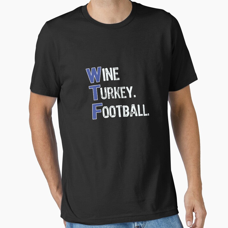 Top Fun Wine Turkey Football Thanksgiving Detroit Colors by LGamble12345 T-Shirts, Hoodie, Sweatshirt (Image 1)