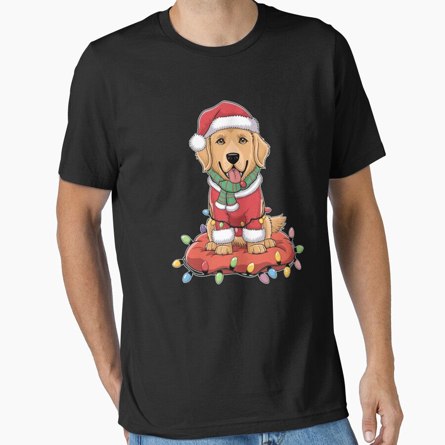 Golden Retriever Holiday Christmas Light by SatyakiMandal3D T-Shirts, Hoodie, Sweatshirt | BlankRebels.com (Image 1)