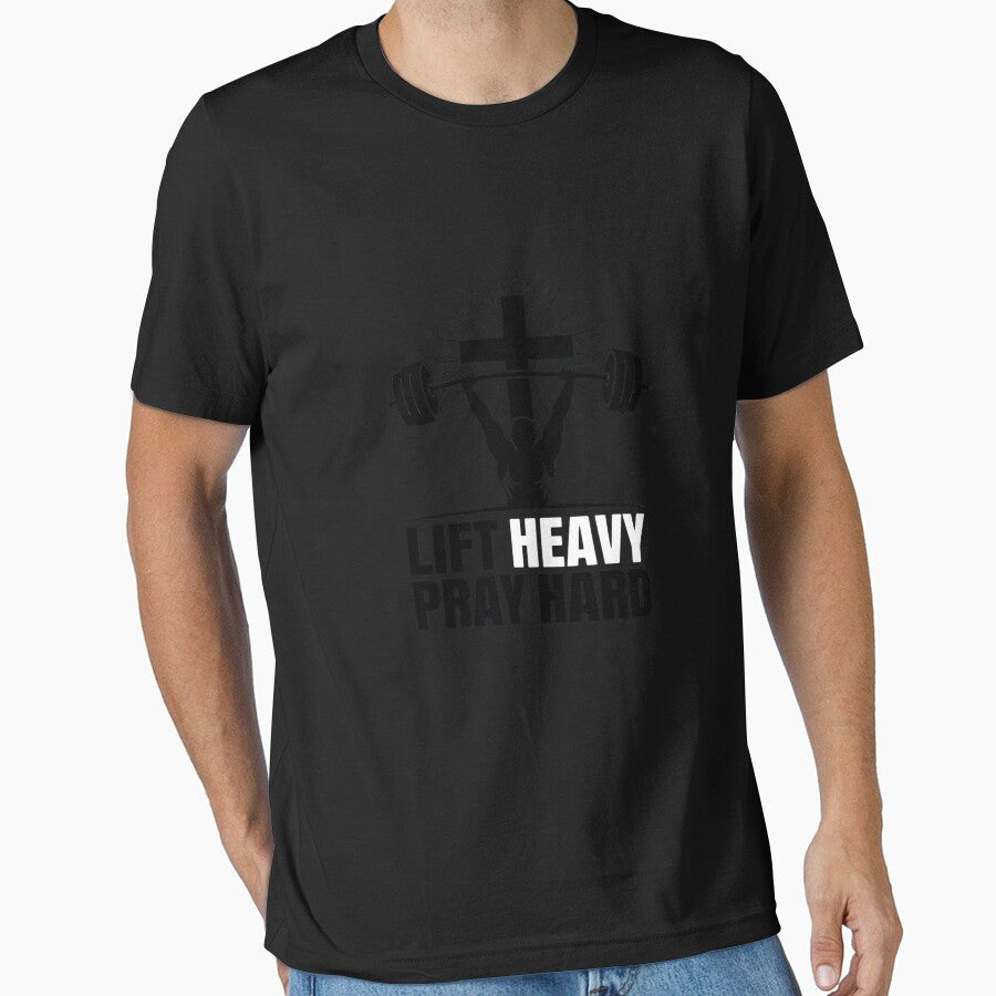 Lift Heavy Pray Hard Gym Workout Religious Christian Faith by HardcoreTour T-Shirts, Hoodie, Sweatshirt (Image 1)