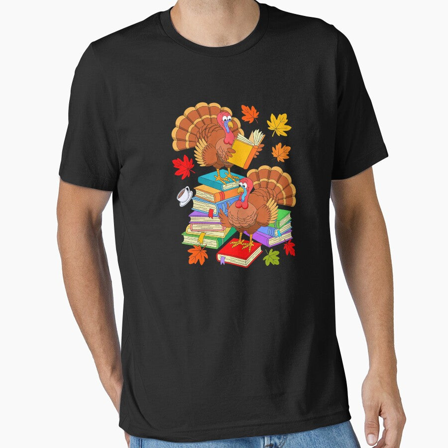 Turkey Reading Books Fall Season Thanksgiving Teacher Book by SyntaxClaw T-Shirts, Hoodie, Sweatshirt (Image 1)