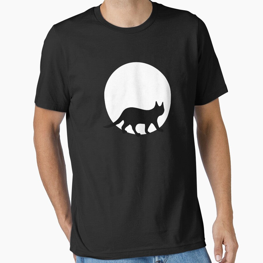 Black Cat in Front of the Full Moon Halloween by llevine2934 T-Shirts, Hoodie, Sweatshirt | BlankRebels.com (Image 1)