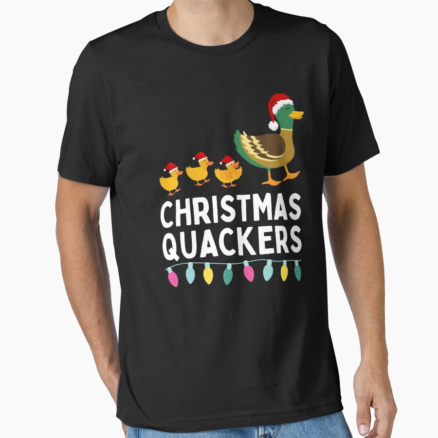 Christmas Quacker Funny Duck Santa Hat Christmas T-Shirt Perfect for Christmas Gift Stocking Filler by... (Image 1)