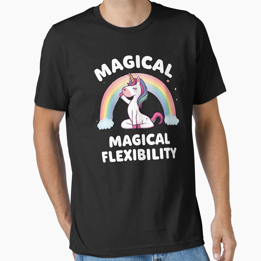 Unicorn doing yoga pose and rainbow aura shining, Magical Flexibility 6 by Neon G T-Shirts, Hoodie, Sweatshirt (Image 1)