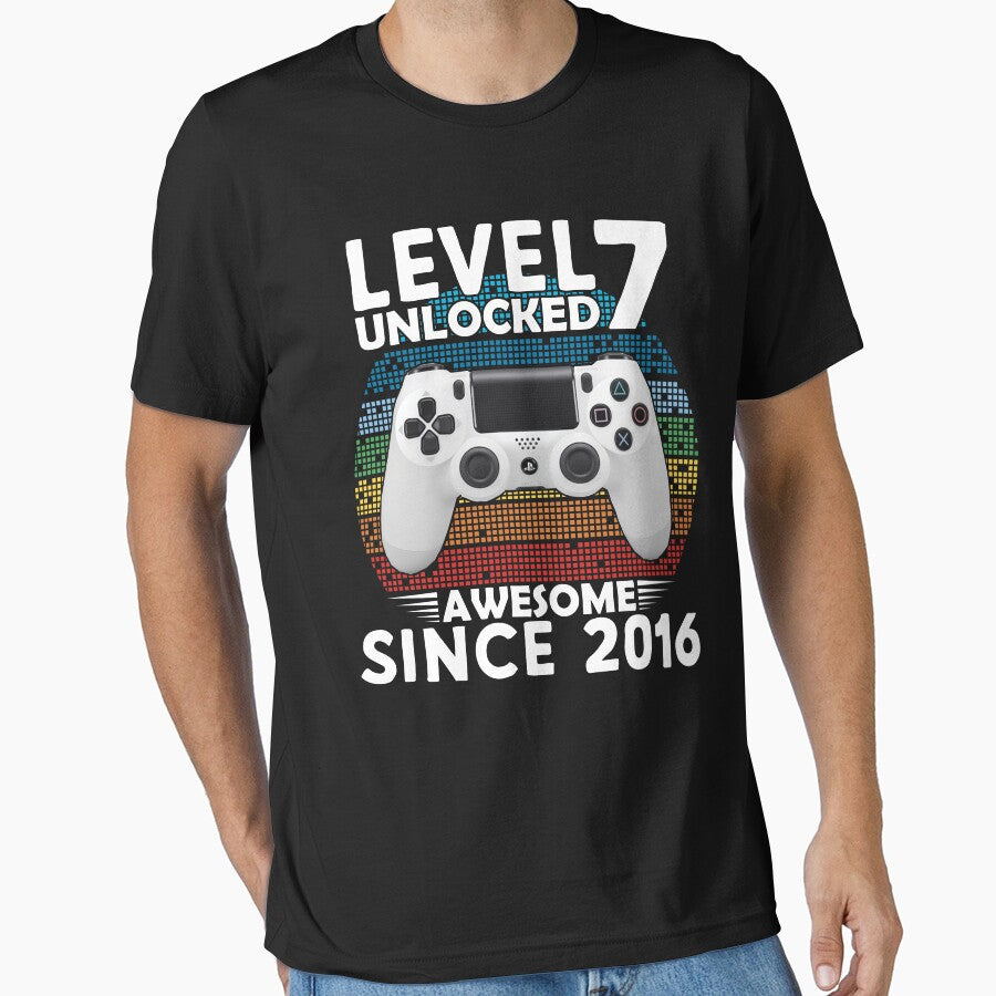 Seven 7yr BDay Son Boy Funny Gamer 7th 7 Year Old Birthday by TypoArtist T-Shirts, Hoodie, Sweatshirt (Image 1)