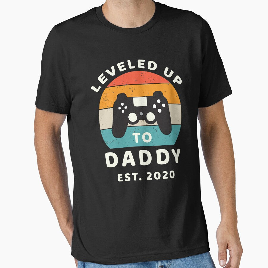 Leveled Up to Daddy, New Dad, Pregnancy Announcement by Medotees T-Shirts, Hoodie, Sweatshirt | BlankRebels.com (Image 1)