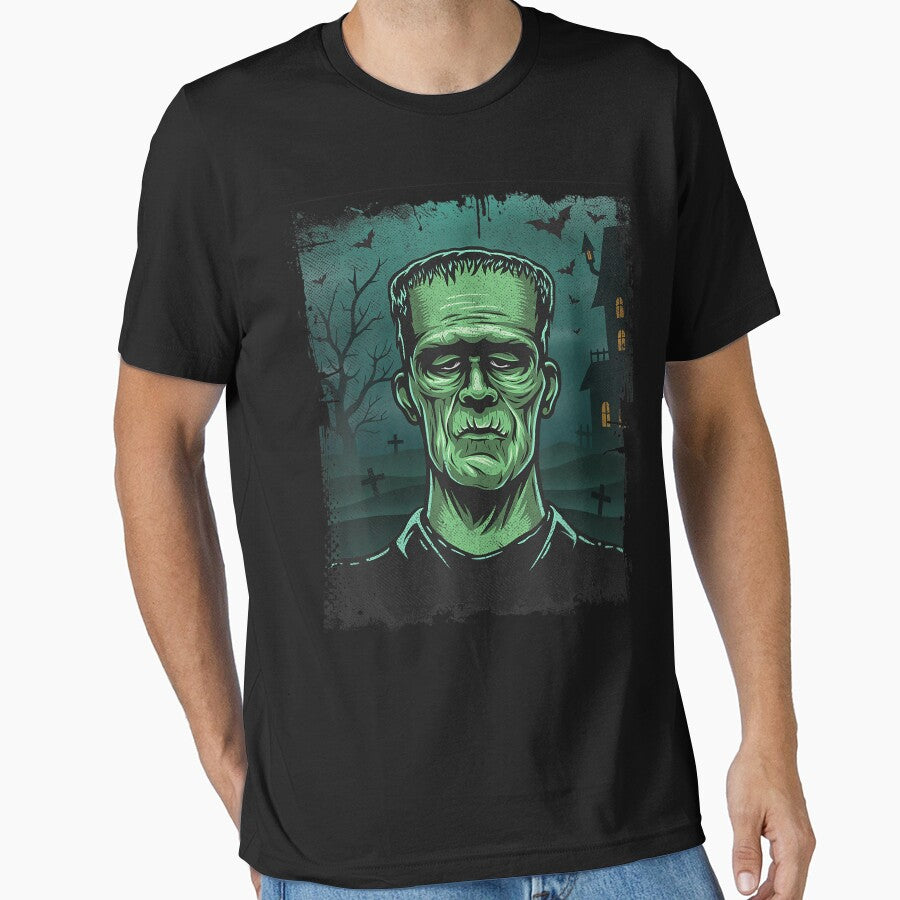 Halloween Monster Horror Movie Frankenstein Monster T-Shirt by ebonyvve8mattie
