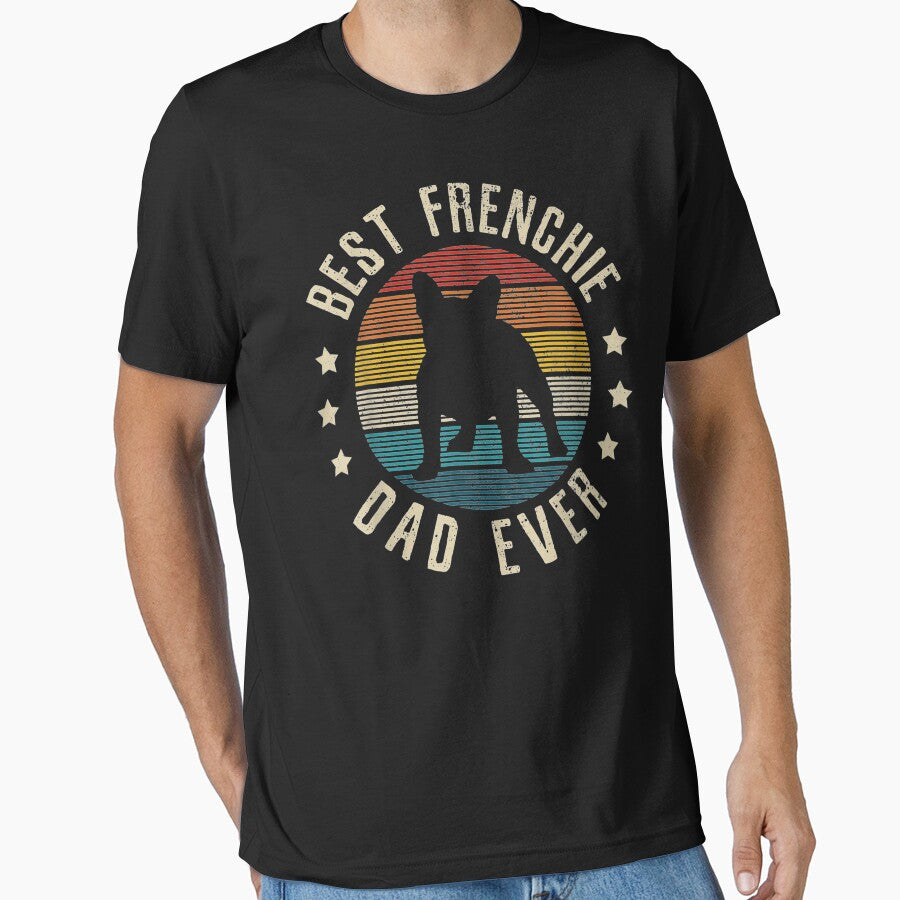 Mens Best Frenchie Dad Ever - Vintage French Bulldog Funny Gift by JWArtStudio T-Shirts, Hoodie, Sweatshirt (Image 1)