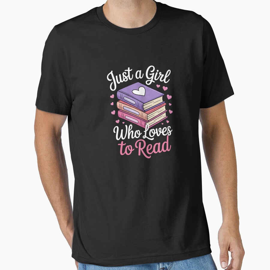 Just A Girl Who Loves To Read Girls Bookworm1 by SyntaxClaw T-Shirts, Hoodie, Sweatshirt | BlankRebels.com (Image 1)