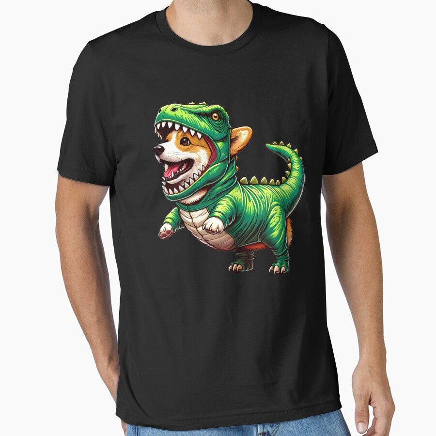 Funny Corgi Wearing Dinosaur Outfit Dog Lover by Kimberley King Art  King Art T-Shirts, Hoodie, Sweatshirt (Image 1)