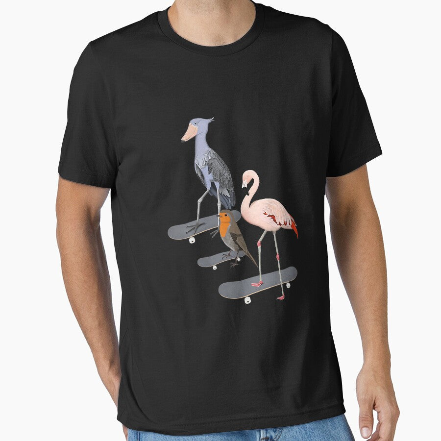 Robin Shoebill Flamingo Bird Skateboard Birdwatcher Animal by luciaaljudith T-Shirts, Hoodie, Sweatshirt (Image 1)