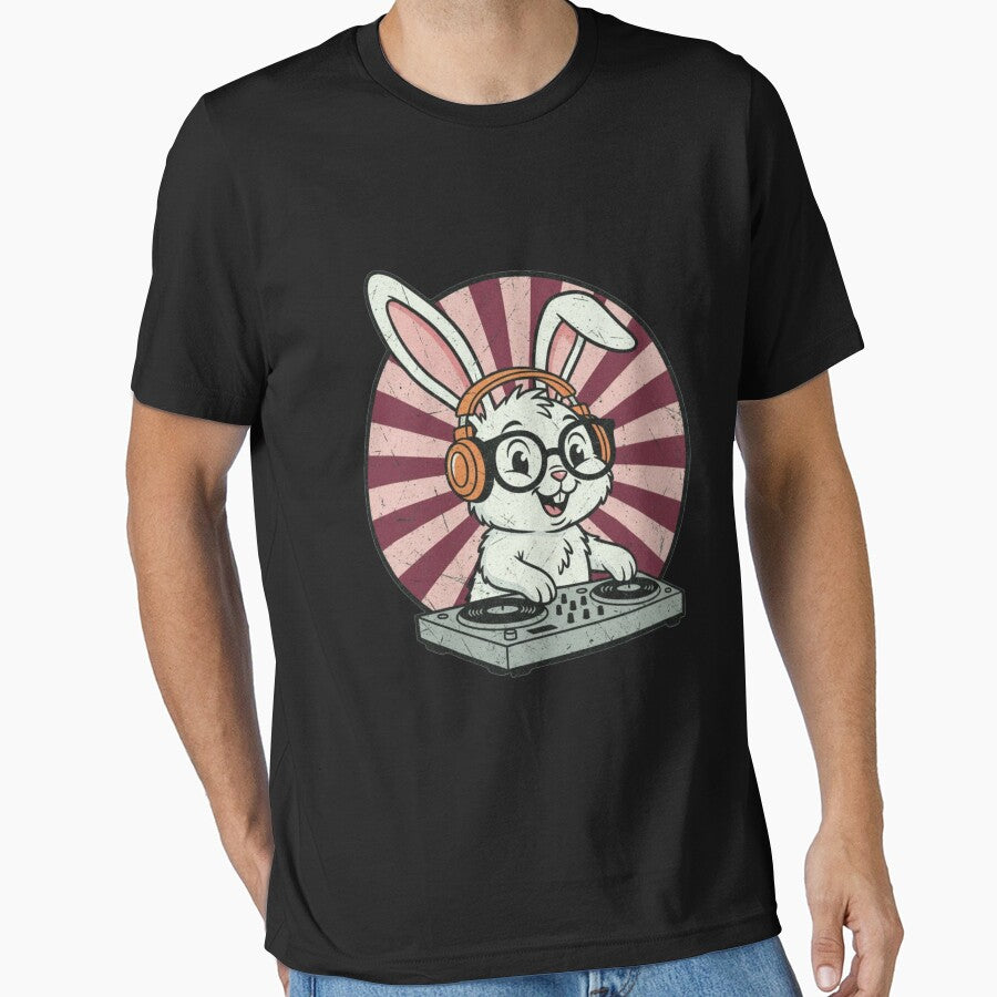 DJ Rabbit Funny Vintage Style Music Rabbit by Glozen T-Shirts, Hoodie, Sweatshirt | BlankRebels.com (Image 1)