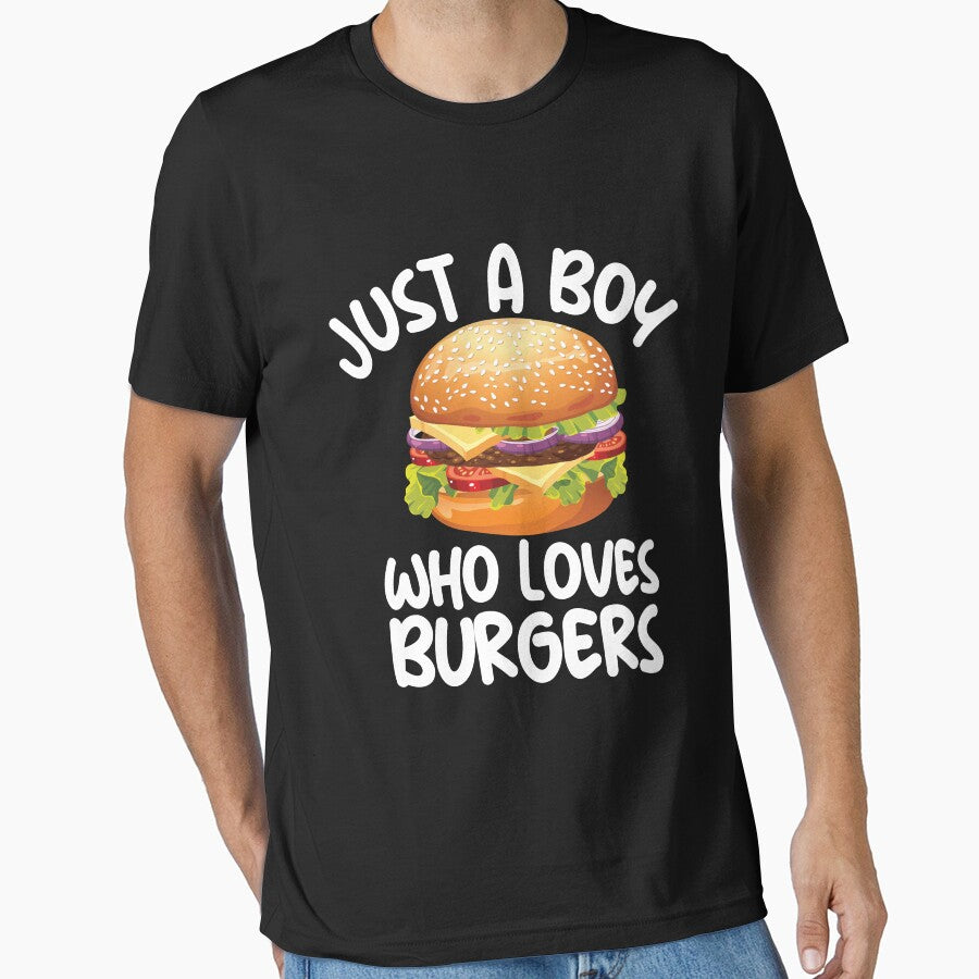 Just A Boy Who Loves Burgers Cheese Burger Cheeseburger Gear by DynamicDesign T-Shirts, Hoodie, Sweatshirt (Image 1)