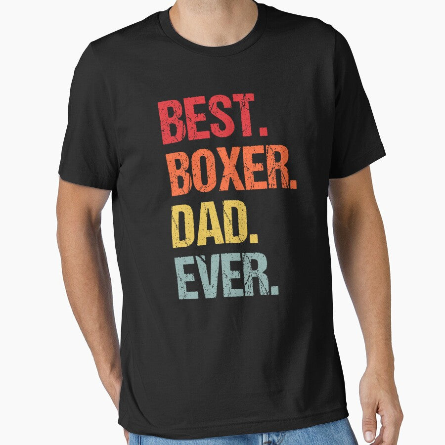 Vintage Best Boxer Dad Ever Happy Fathers Day Funny Dog Lovers by Louisa Kohler T-Shirts, Hoodie, Sweatshirt (Image 1)