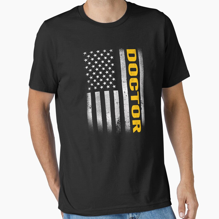 doctor Dad American Flag, Vintage USA doctor American Flag, doctor Dad Mens Womens Girls Christmas Fathers Day... (Image 1)