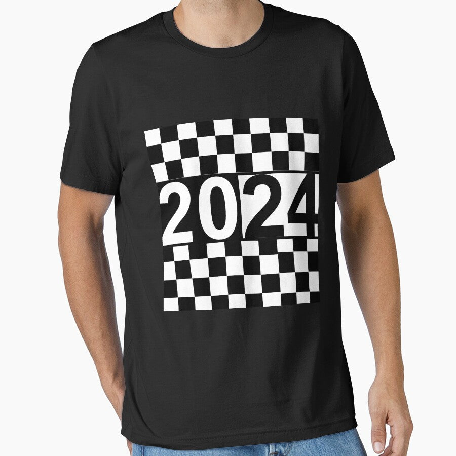 New Year 2024 Black and White Checkered by SEVENPRINTS T-Shirts, Hoodie, Sweatshirt | BlankRebels.com (Image 1)
