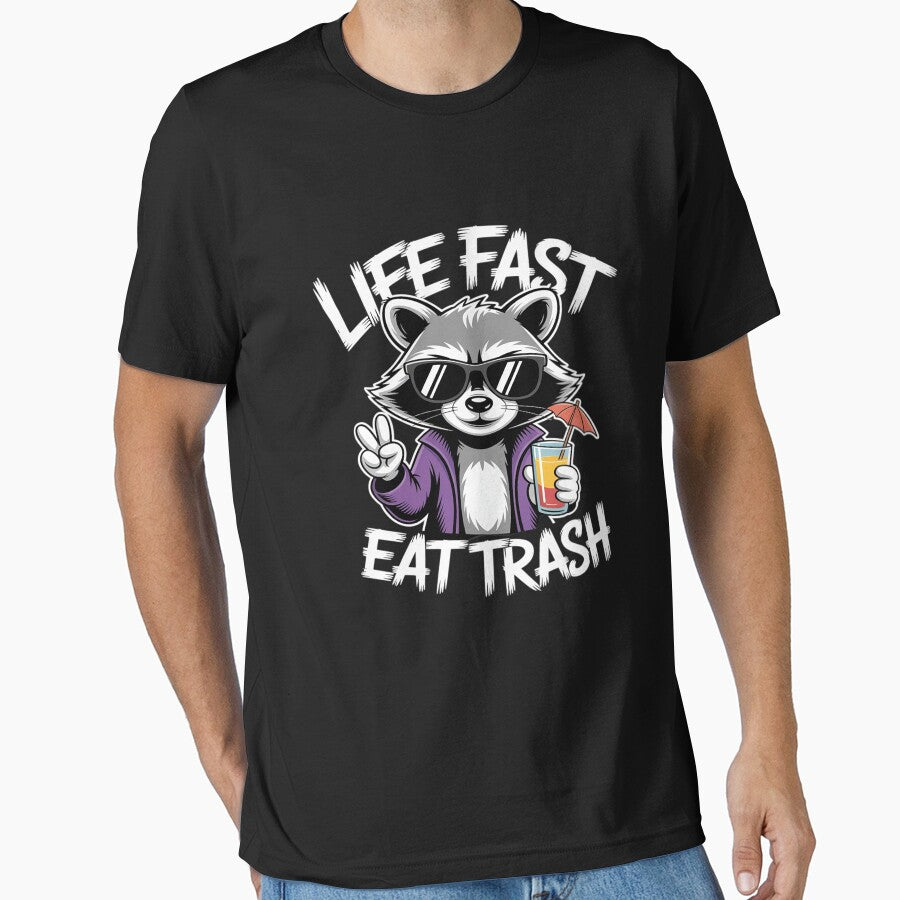 Life Fast Eat Trash Raccoon Trash Panda Animal Mammal by petrichorsworld T-Shirts, Hoodie, Sweatshirt (Image 1)