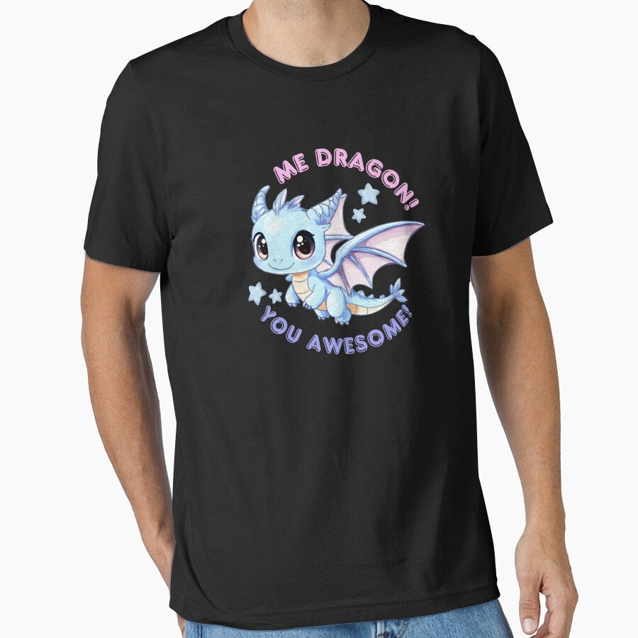 "Me Dragon! You Awesome!" – Cute Flying Dragon in Stars by jindezign T-Shirts, Hoodie, Sweatshirt | BlankRebels.com (Image 1)