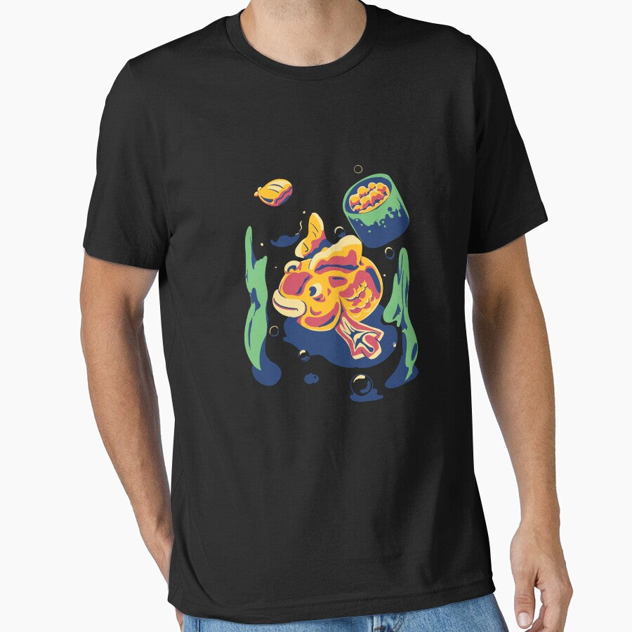 Colorful Koi Fish Sushi Illustration – Japanese Food Art Design T-Shirt by Manusia Korek Hoodie, Sweatshirt (Image 1)