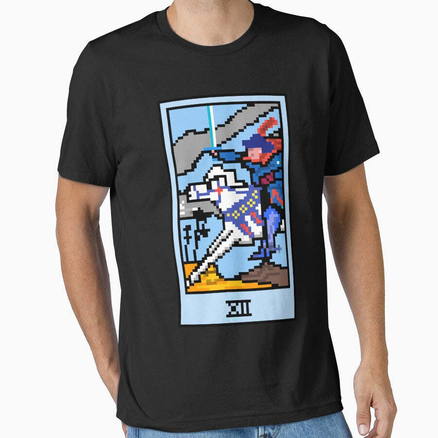 Wait Is This Pixel Art Tarot? Black Minor Arcana 'Knight Swords' ( Stickers Other Accessories) T-Shirts, Hoodie, Sweatshirt