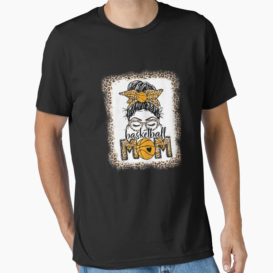Basketball Mom funny Game Day Messy Bun Leopard by lisaescamilla T-Shirts, Hoodie, Sweatshirt | BlankRebels.com (Image 1)
