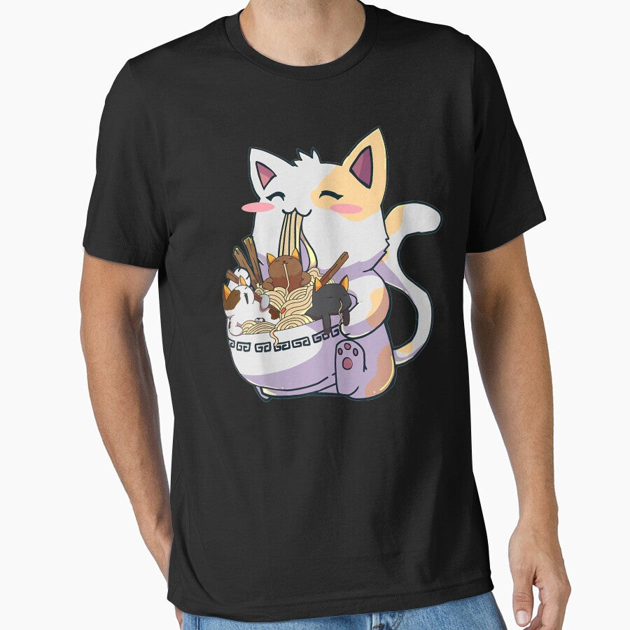 Cat Ramen Bowl Anime Japanese Noodles by MartinStudio T-Shirts, Hoodie, Sweatshirt | BlankRebels.com (Image 1)
