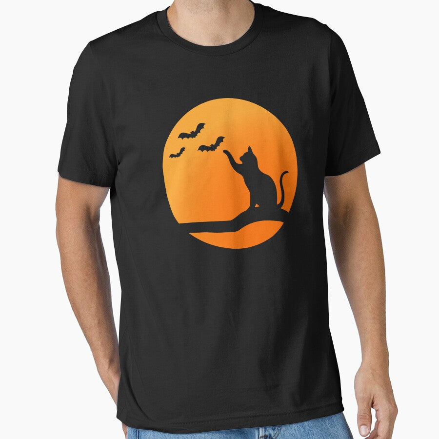 Halloween Black Cat Orange Full Moon and Bats by TKsTees T-Shirts, Hoodie, Sweatshirt | BlankRebels.com (Image 1)