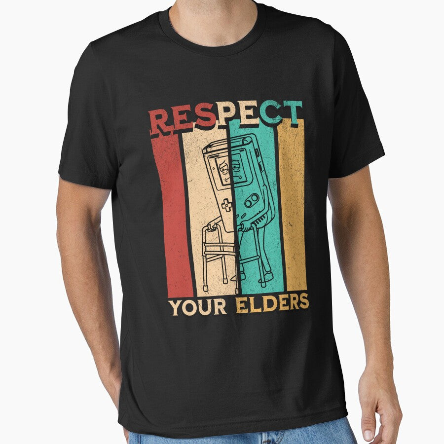 Retro Vintage Respect Your Elders Gamer Gaming Console by UniTeeCo T-Shirts, Hoodie, Sweatshirt | BlankRebels.com (Image 1)