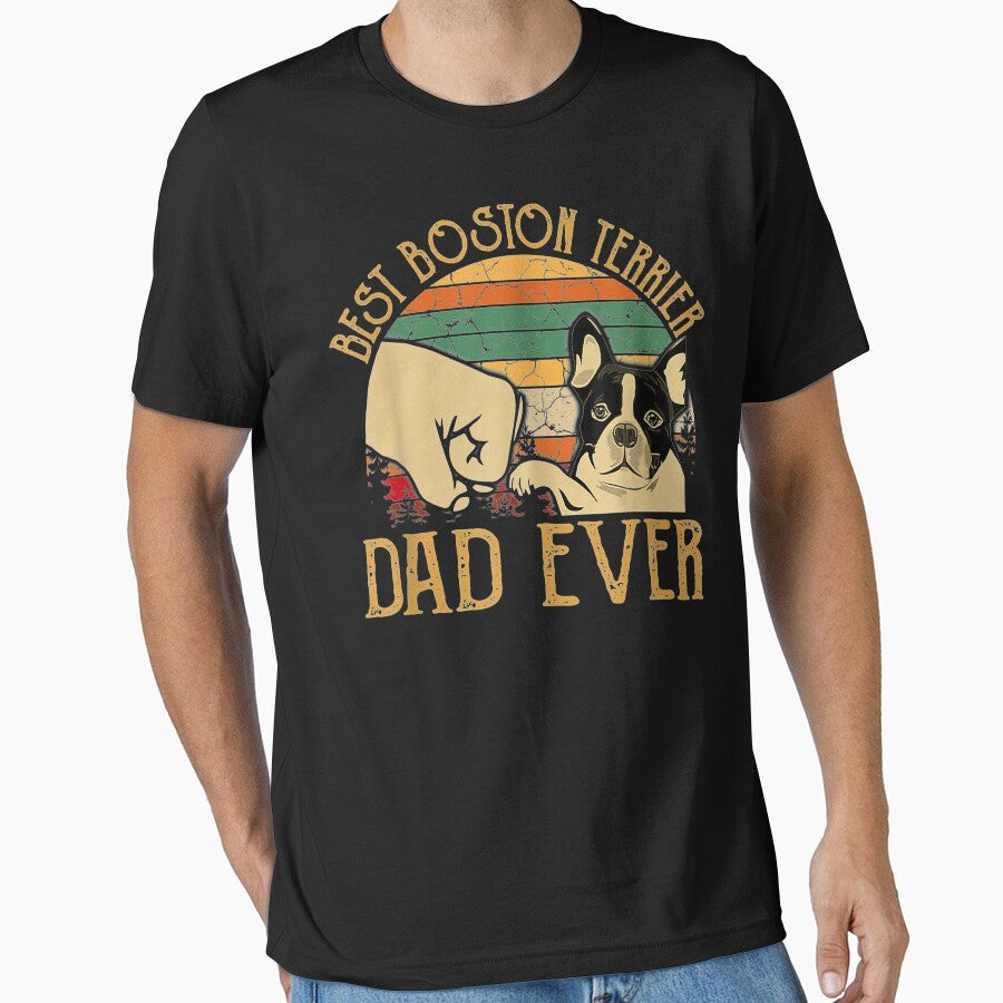 Retro Vintage Best Boston Terrier Dad Ever by MartinLoop T-Shirts, Hoodie, Sweatshirt | BlankRebels.com (Image 1)
