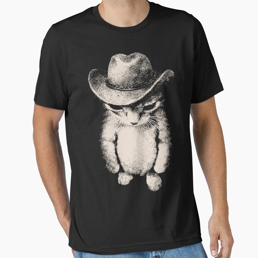 Cowboy Sad Kitten Meme Standing Cat by RandyHaskins T-Shirts, Hoodie, Sweatshirt | BlankRebels.com (Image 1)