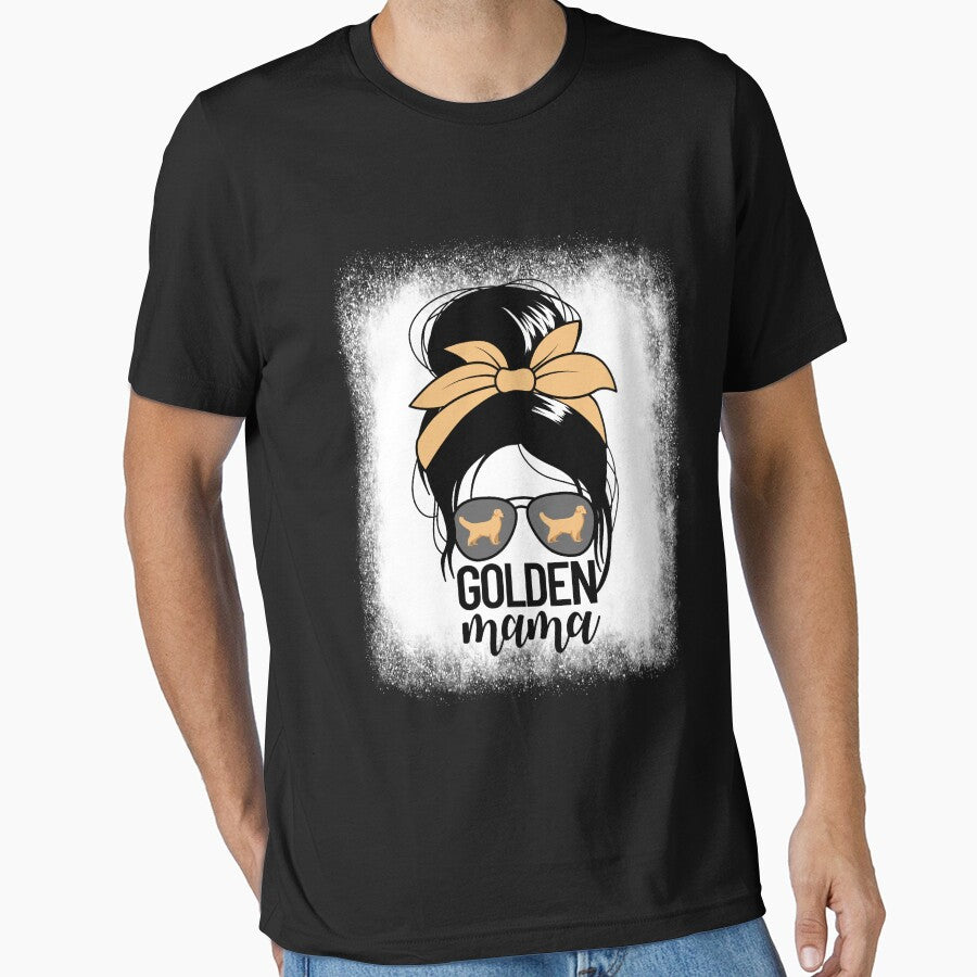 Golden Mama Messy Bun Women's Pet Golden Retriever Gear by DynamicDesign T-Shirts, Hoodie, Sweatshirt (Image 1)
