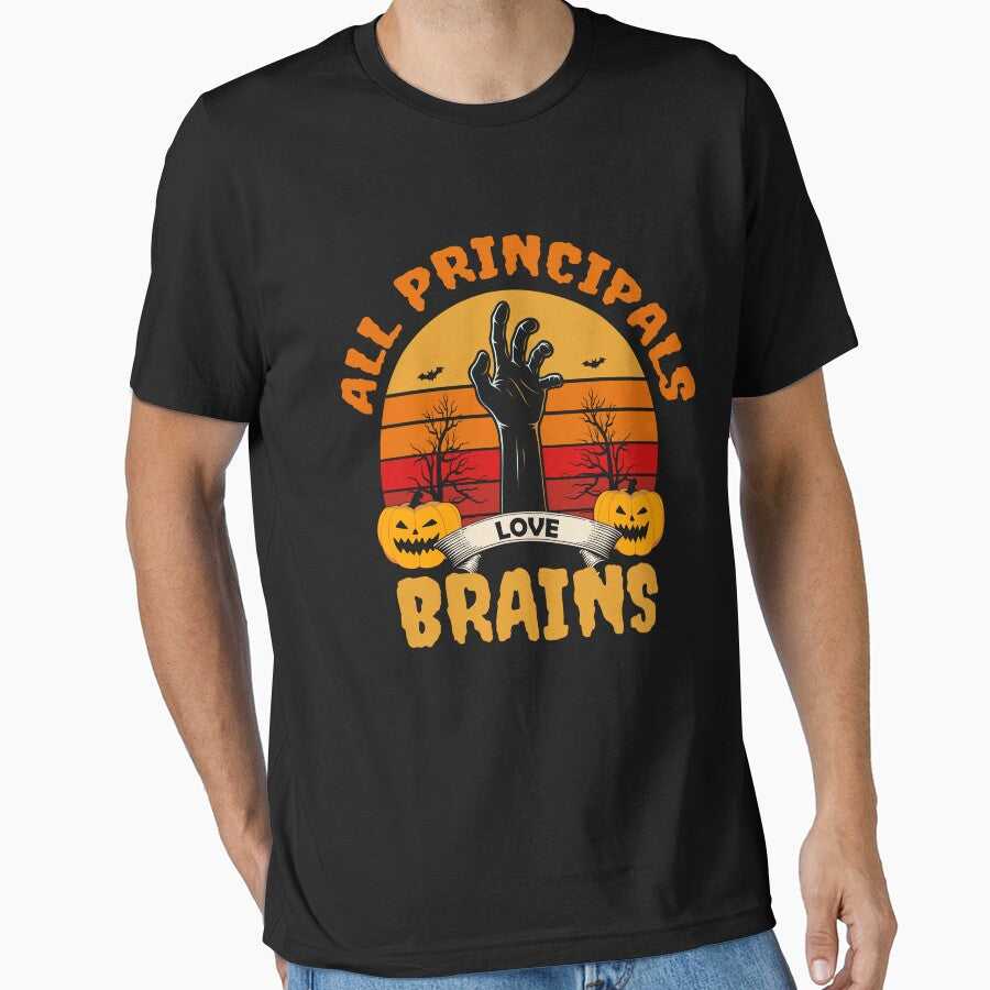 All Principals Love Brains Funny Pumpkins Halloween by DNW-art T-Shirts, Hoodie, Sweatshirt | BlankRebels.com (Image 1)