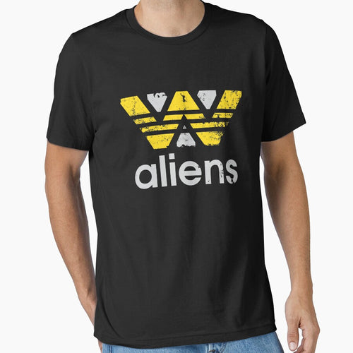 'aliens'-movie megacorp and sports logo parody-stripes pattern-scifi lovers humor by ntesigntees