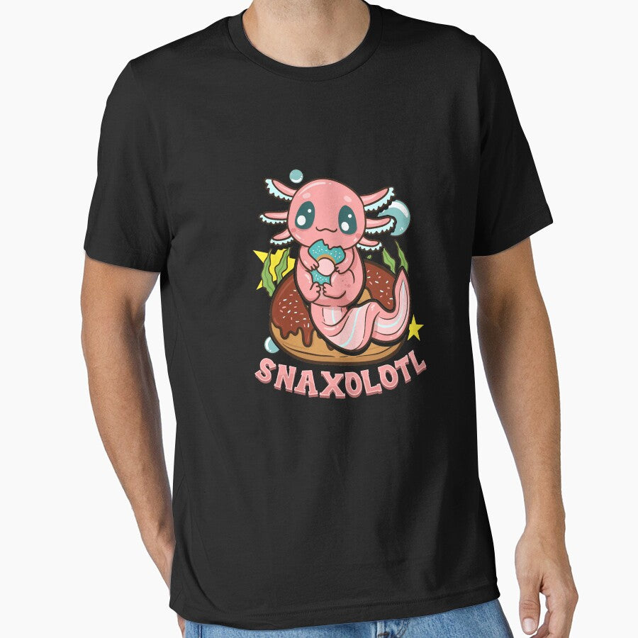 Cute & Funny Snaxolotl Adorable Snacking Axolotl by perfectpresents T-Shirts, Hoodie, Sweatshirt | BlankRebels.com (Image 1)
