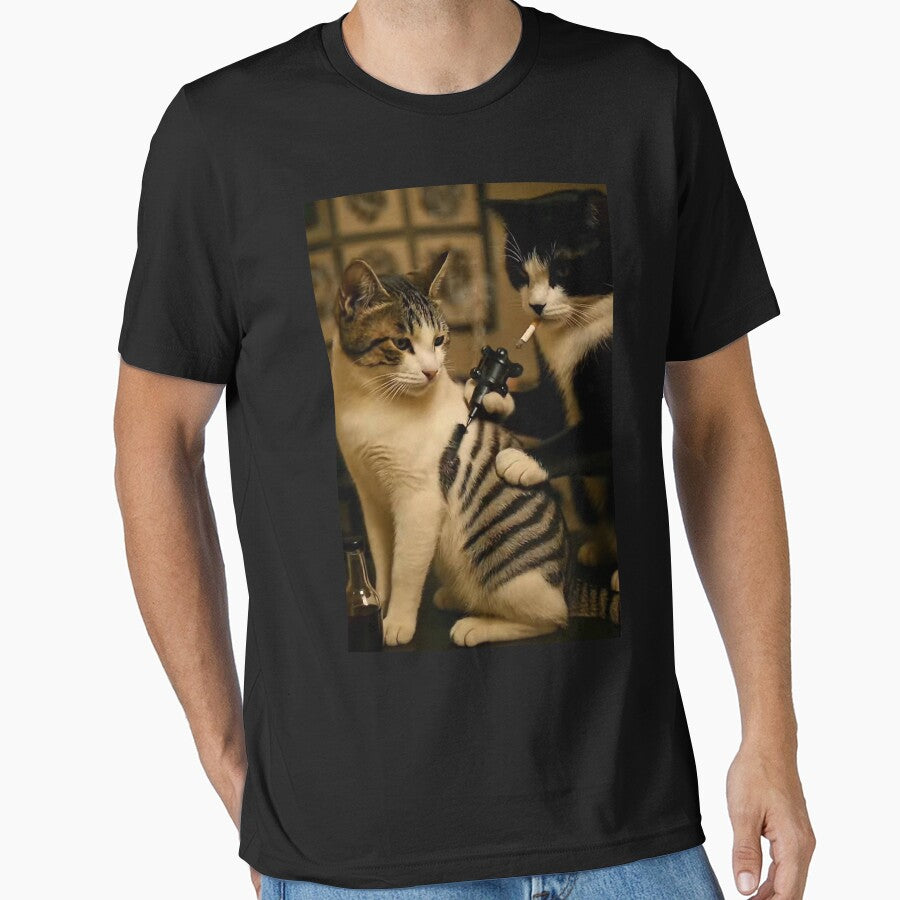 Vintage Cigarette Cat Smoking Tattoo Inked Artist Funny Meme T-Shirts, Hoodie, Sweatshirt