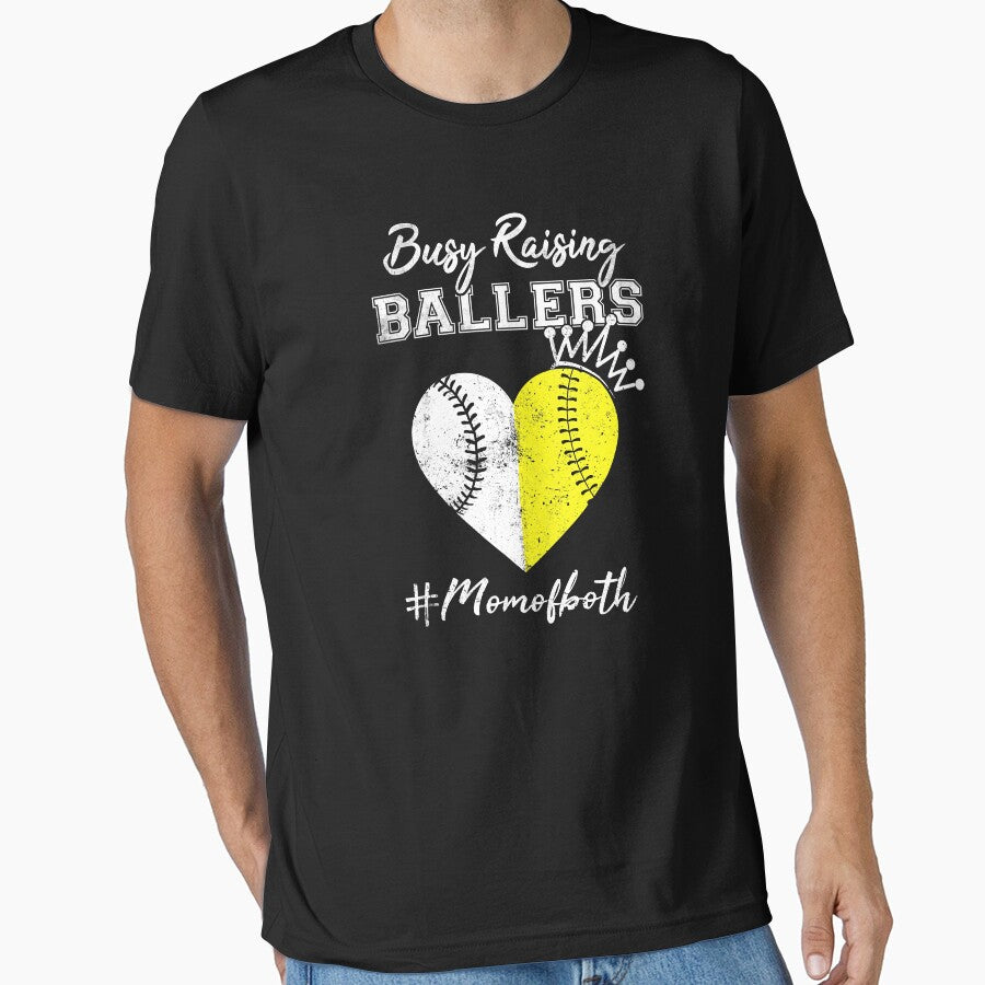 Mom Of Both Baseball Softball Busy Raising Ballers Vintage by MichelSorour T-Shirts, Hoodie, Sweatshirt (Image 1)
