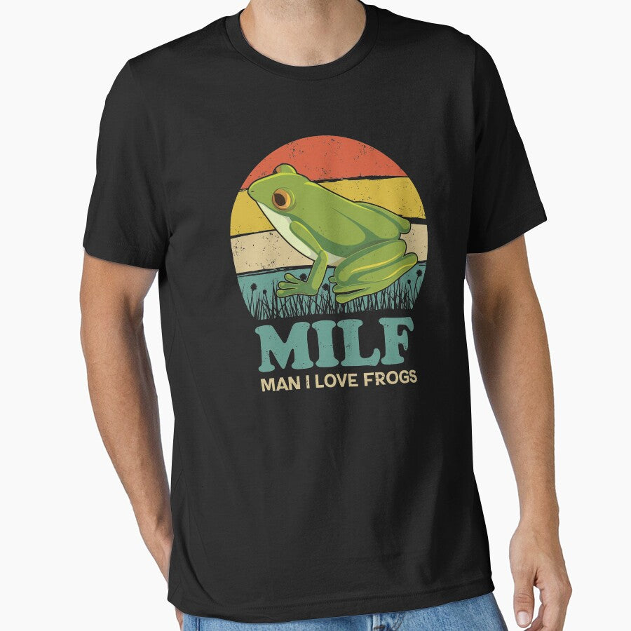 Man I Love Frogs MILF Retro Vintage Sunset Frog Lovers by GravitiTees T-Shirts, Hoodie, Sweatshirt (Image 1)