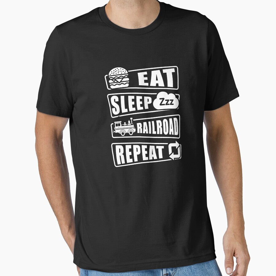 Eat Sleep Railroad Repeat Funny Steam Train Engine by TheTrainRoom T-Shirts, Hoodie, Sweatshirt | BlankRebels.com (Image 1)