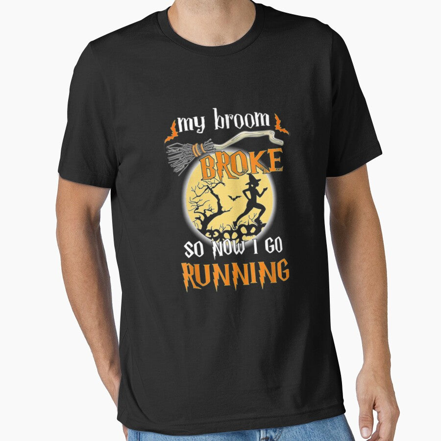 My Broom Broke Go Running Halloween mask shirt by ClamenTaon