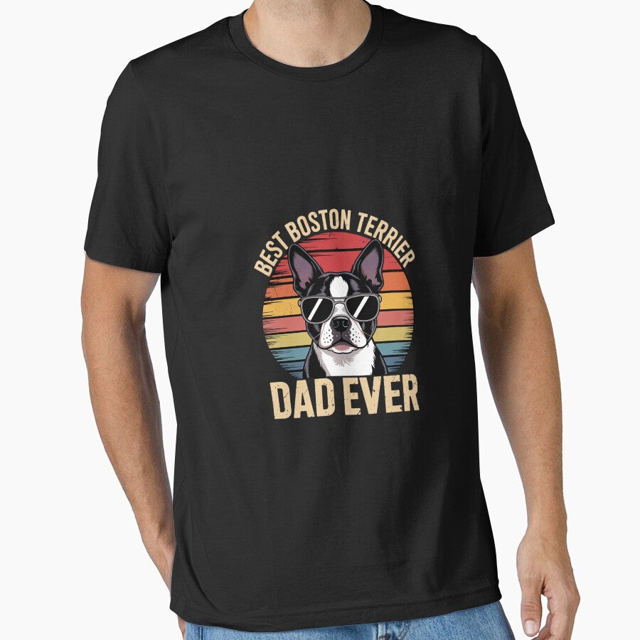Best Boston Terrier Dad Ever Father's Day Bostie Dad by EllinoKlemo T-Shirts, Hoodie, Sweatshirt | BlankRebels.com (Image 1)
