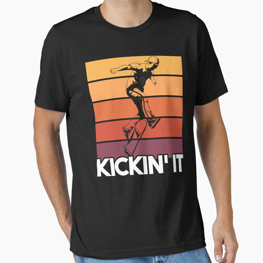 Skateboarder Kickin' It Funny Retro Skateboarding Kickflip by MintedFresh T-Shirts, Hoodie, Sweatshirt (Image 1)