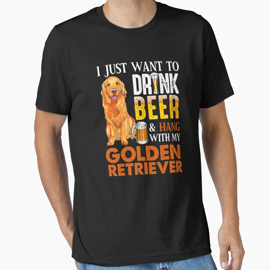 I Just Want To Drink Beer And Hang With My Golden Retriever by MichealExan T-Shirts, Hoodie, Sweatshirt (Image 1)