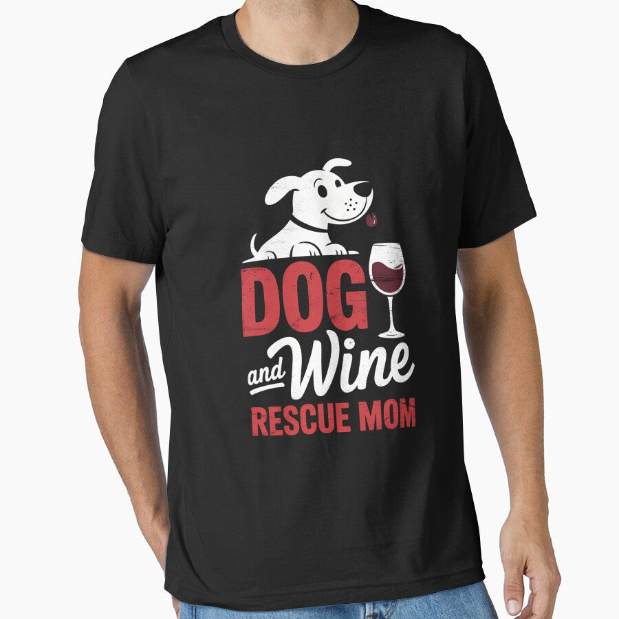Dog And Wine Mothers-Day Rescue Mom Drinking Mama Mommy by DentistLegal T-Shirts, Hoodie, Sweatshirt (Image 1)